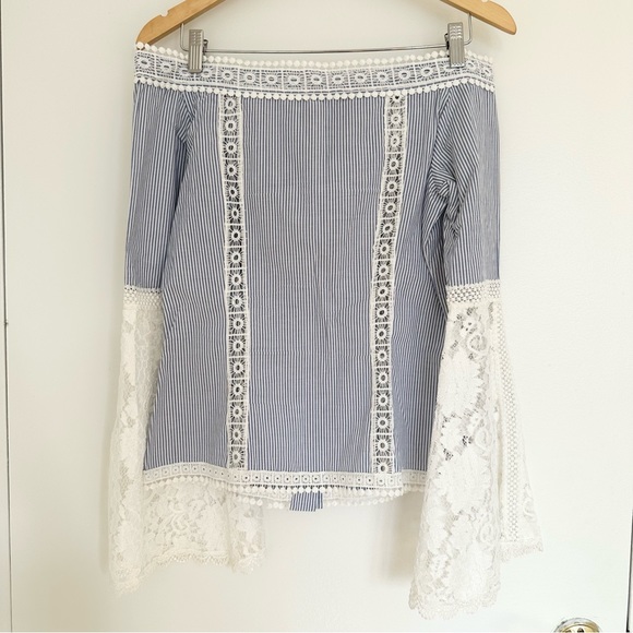 Limited Edition Handmade Striped Off the Shoulder Blouse with Lace Details - Picture 2 of 2